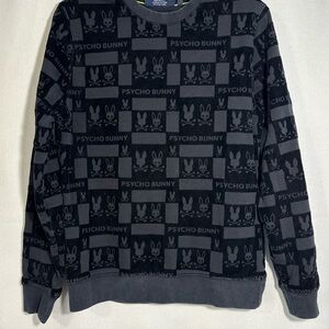Psycho Bunny Men's Crewneck Sweater in Black and Gray